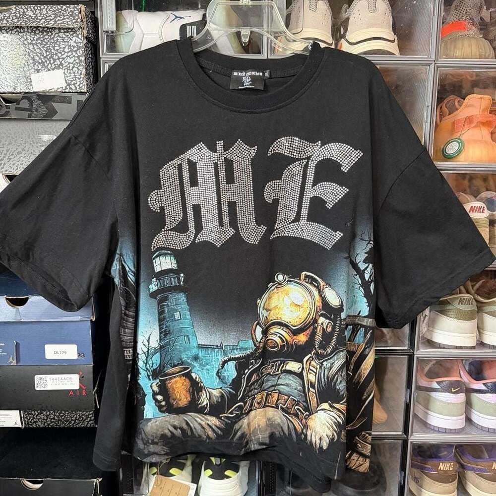 Mixed Emotion Graphic Rhinestone T-Shirt